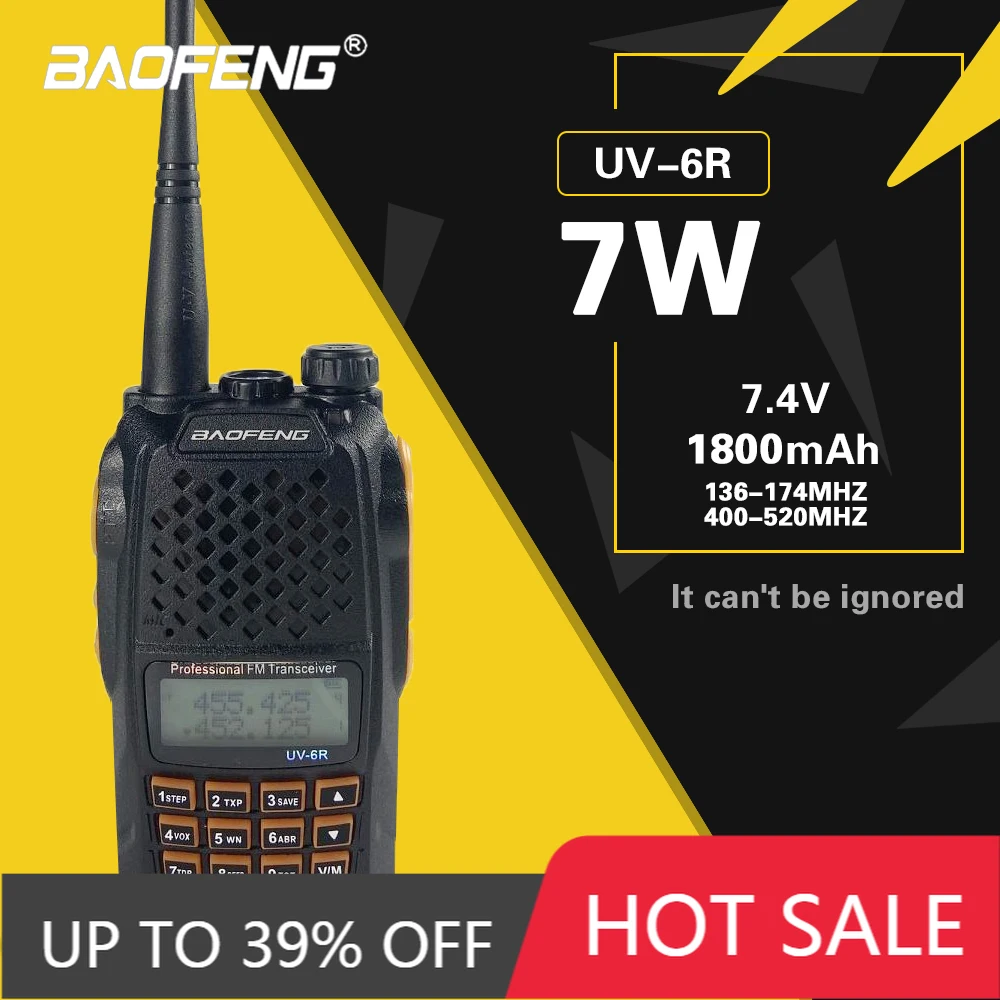 Портативная рация Baofeng UV-6R Vhf Uhf Двухдиапазонная 128 каналов ЖК-дисплей