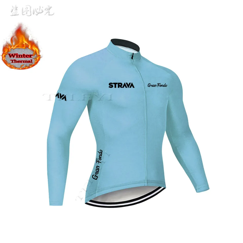 STRAVA велокофты мужские pro team зимние термальные флисовые с длинным рукавом набор MTB велосипедный костюм, трико Ropa Ciclismo Hombre - Цвет: 4