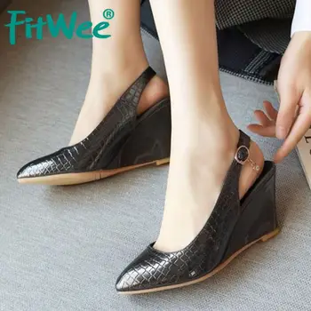 

Fitwee Women Pumps Slingbacks New Office Ladies Party Wedges Shoes Women Wedding Pointed Toe Spring Pumps Footwear Size 33-43