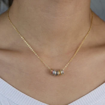 

New Vogue Popular Small Hollow Circle Necklace AAA CZ Zircon Dreamlike Rainbow Round Pendant Necklace Fit Young Maturity Female
