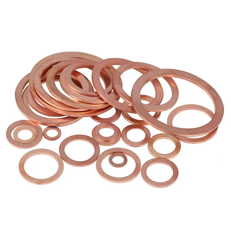 X AUTOHAUX 100 Pcs 10mm Inner Diameter Copper Washers Flat Sealing Gasket Rings for Car 