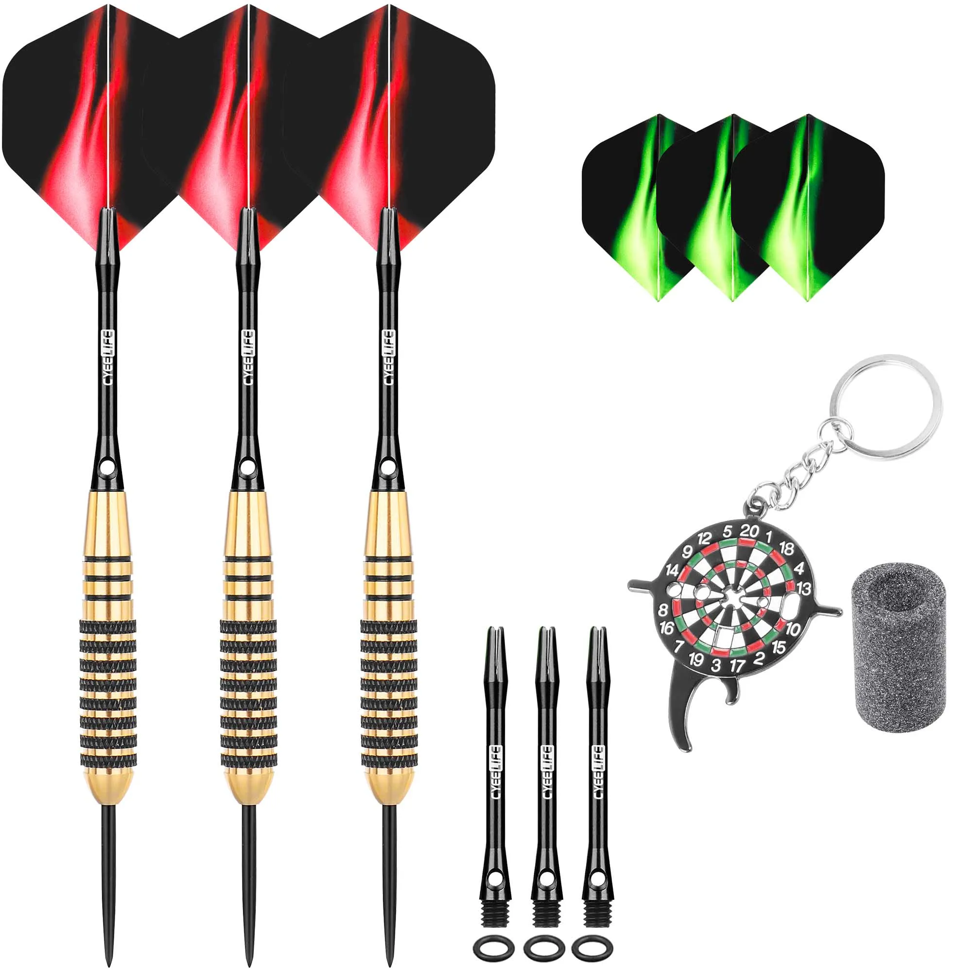 CyeeLife 20/24g Steel tip darts professional with 6 Aluminium Shafts