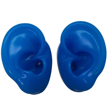 

1 Pair Blue Silicone Ear Model Soft Adult Simulation Ears for Hearing Aid Shop Window Display (1 Left Ear + 1 Right Ear)