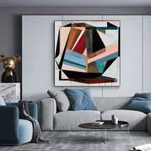 

SY handpainted oil painting restaurant hanging painting modern minimalist living room sofa background wall geometric color block