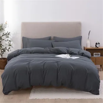 

Nordic Style Bed Linen Washed Cotton Beds Cover Set Four Seasons for Double Quilts and Bedding Sets Bedroom Blue