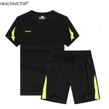 Summer Breathable Two Piece Short Sleeve Man T-shirt Suit Casual Outdoor Sports Tracksuit Pockets Jogging T Shirt Shorts Men Set