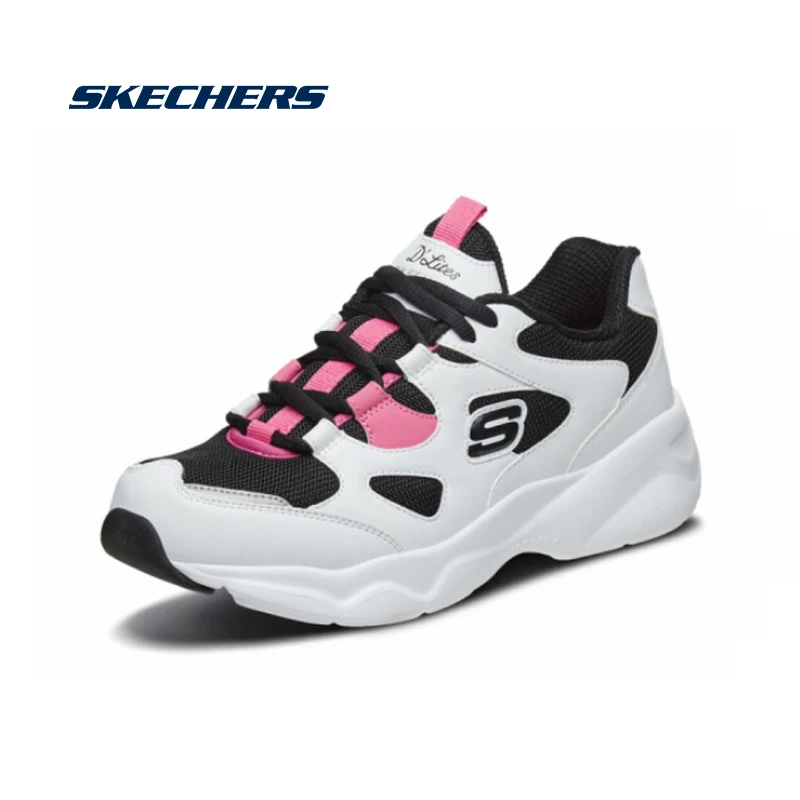 Skechers обувь для бега на платформе D'lites оригинальные женские кроссовки из натуральной кожи женская обувь инструкторов Femme 88888364-WBK