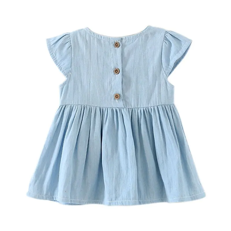 Милое Ковбойское мини-платье с бантом для маленьких девочек одежда для малышей модные вечерние платья с короткими рукавами в летнем стиле