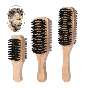 

Men Double-Side Antistatic Hair Brush Wooden Handle Massage Facial Beard Styling