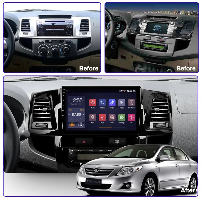 Полный сенсорный автомобильный Android 8,1 радио плеер для Toyota Fortuner 2007- автомобильный gps навигация Видео Мультимедиа Встроенный Bluetooth