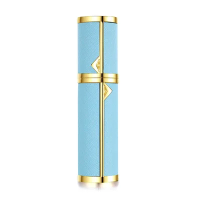 5 мл многоразовый кожаный флакон-спрей для духов Алюминиевый распылитель портативный дорожный косметический контейнер флакон для духов - Цвет: Light Blue