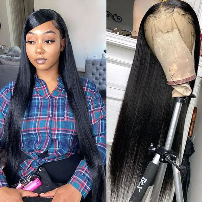 28 30 34 Inch Brazilian Straight 13x4 Lace Front Human Hair Wig Pre Plucked With Baby Hair Lace Frontal Wig Remy Hair for Women