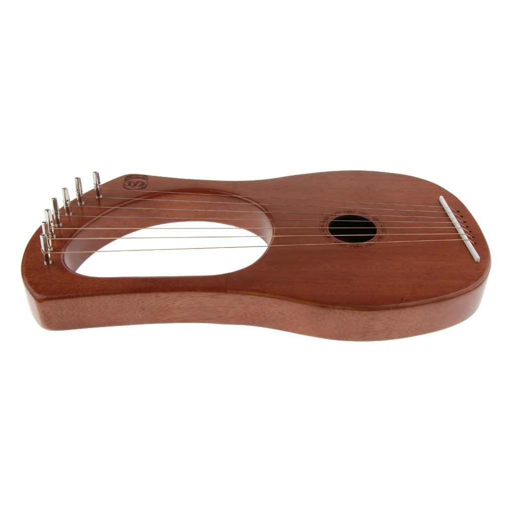 

1Set 7-String Wooden Lyre Harp Strings Mahogany Topboard Wood Backboard String Instrument with Carry Bag