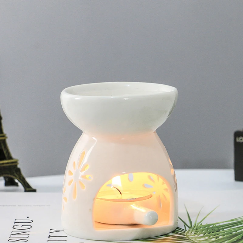Ceramic Aroma Burner Essential Oil Lamp Hollowing Candle Holder Incense