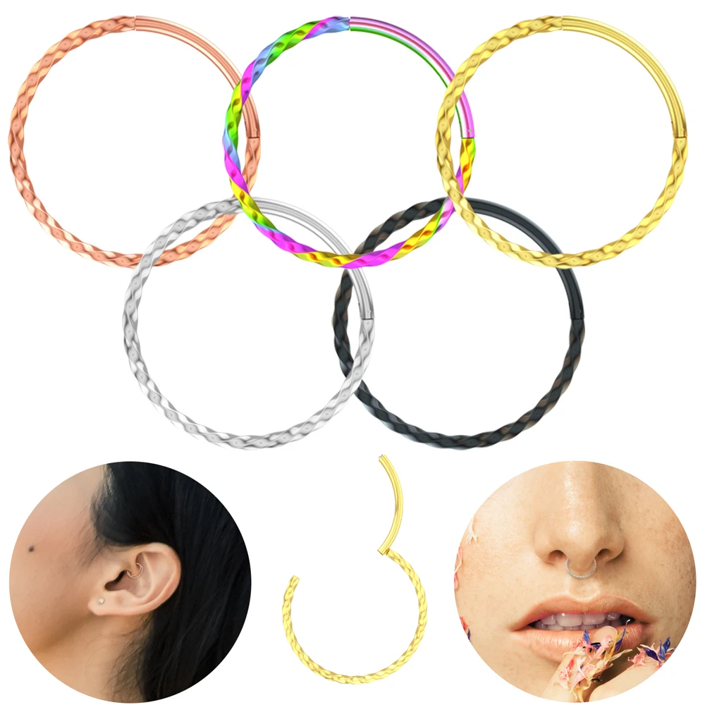 

Twist Nose Ring 16G*8/10mm Hoop Septum Helix Piercing Ear Tragus Nose Studs Ear Cartiliage For Women Body Piercings Jewelry 1pc
