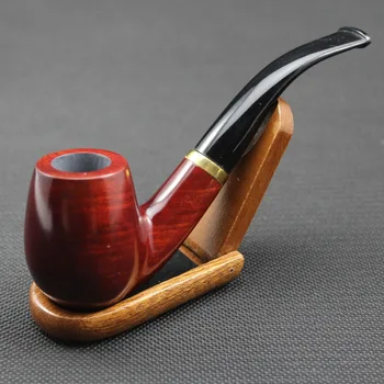 

Handmade Nature Solid Red Wood Bent Ring Smoking Pipe Round RoseWood Tobacco Wooden Pipe Gift 10X 9mm Filters+Pouch+Holder #653S