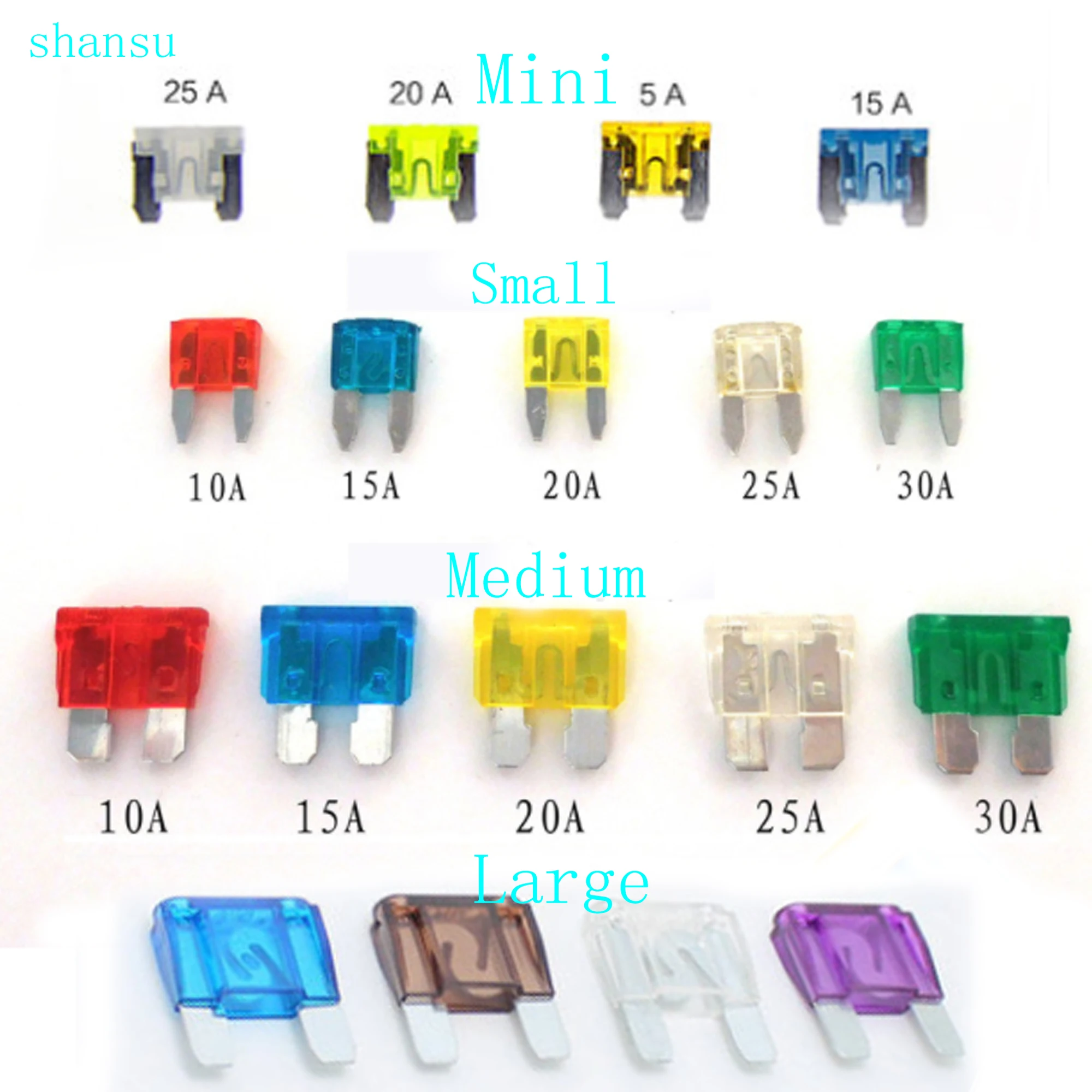 Enchufe de fusible automotriz, 10 uds, Mini fusible para coche pequeño y mediano, 1A, 2A, 3A, 5A, 7,5a, 10A, 15A, 20A, 25A, 30A, 35A, 40A, 45A, 50A|car fuse|fuse 5acar fuse 5a
