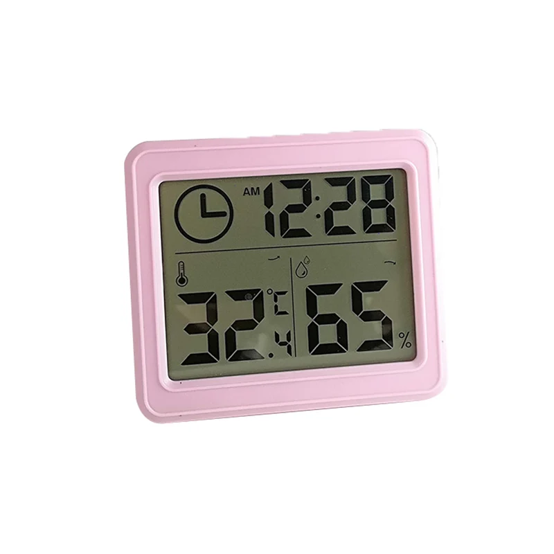 Urijk Многофункциональный Цифровой термометр гигрометр крытый автоматический электронный Температура Влажность монитор часы термометр - Цвет: pink