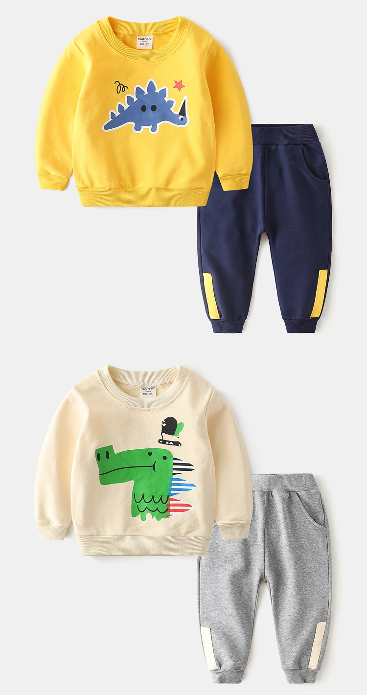 Комплекты детской одежды для мальчиков и девочек от 2 до 7 лет, осенний комплект из 2 предметов, Толстовка и штаны комплекты детской одежды с рисунками