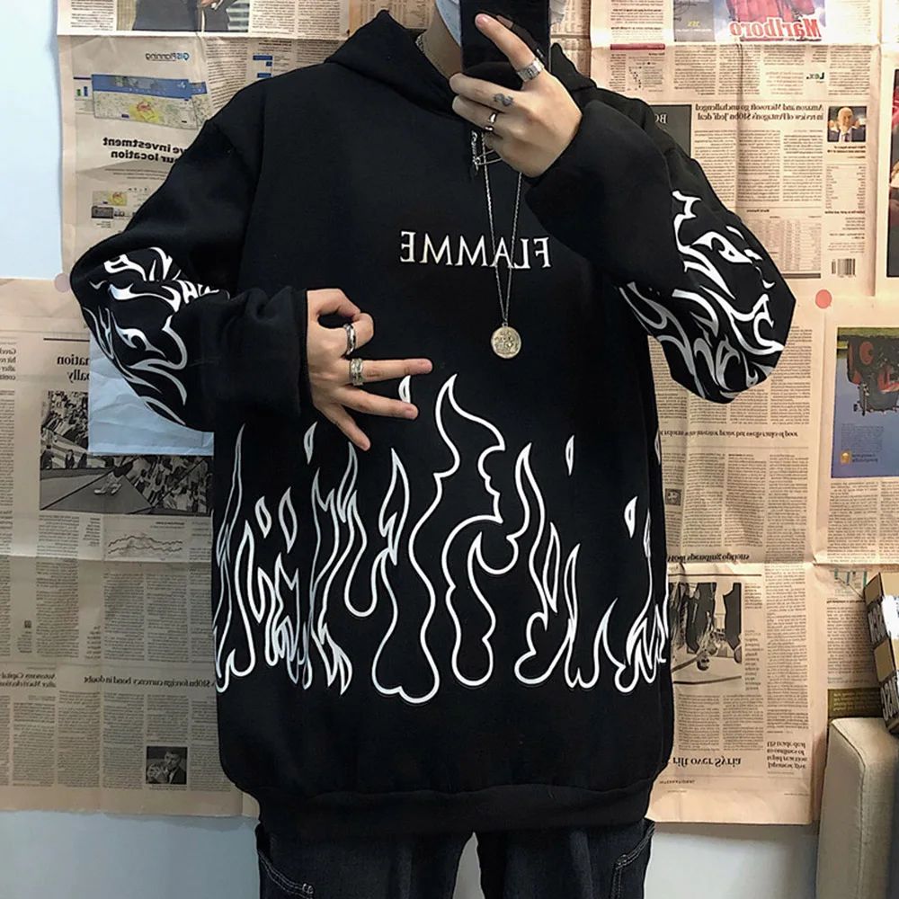 Rosetic Flame Print Men Hoodies Winter Thick Hooded Hoodies Mens Harajuku Letter Tops Gothic Pullovers Casual Couple Sweatshirt Rosetic Flame Print Men Hoodies Winter Thick Hooded Hoodies Mens Harajuku Letter Tops Gothic Pullovers Casual Couple Sweatshirt