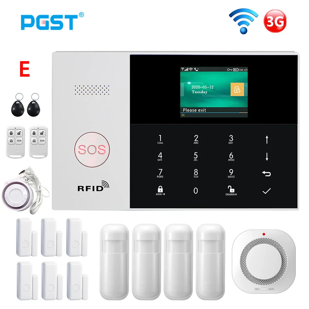 

Система сигнализации PGST PG105 3G с Wi-Fi, беспроводная домашняя охранная сигнализация с дистанционным управлением через приложение и детектором дыма