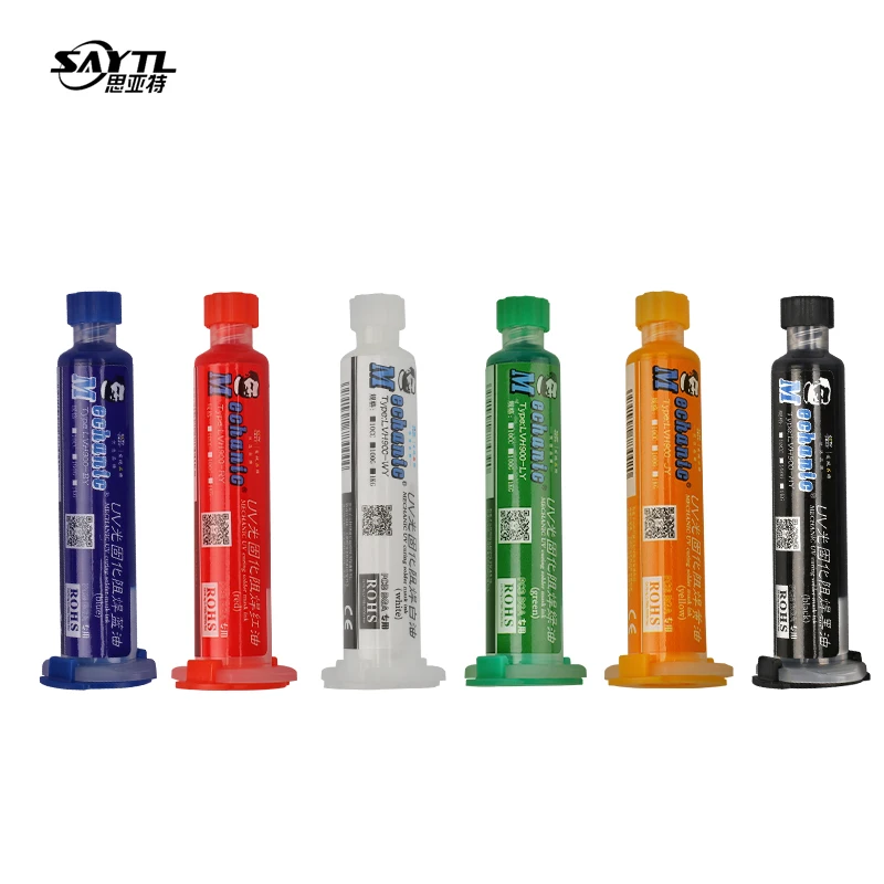 MECHANIC Soldering paste Flux UV Solder Resist Mask Blue/Black//Red/Yellow/Green Oil Welding Flux PCB BGA Circuit Board Protect