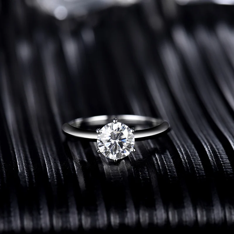 1ct Moissanite LOVERJEWELRY для женщин классический стиль обручение Свадьба 1ct 2ct кольца с муассанитом 14 к белое золото для женщин подарок на день рождения ювелирные изделия - Цвет камня: 1ct Moissanite