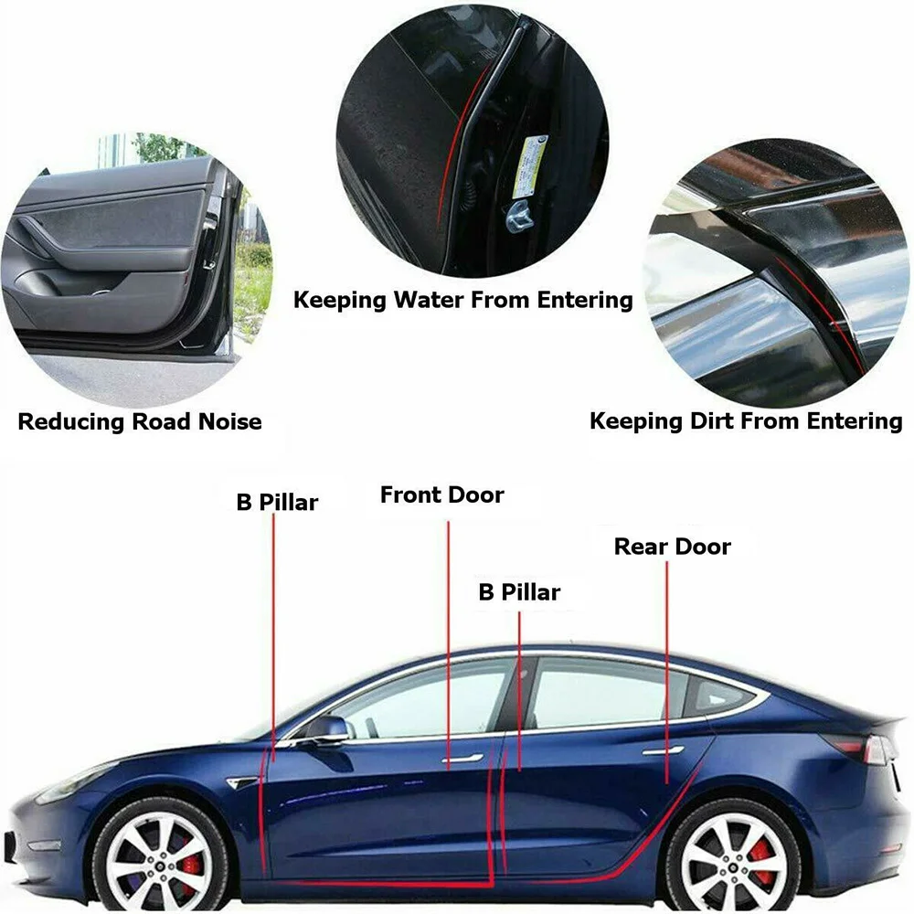 8 шт. для Tesla Model3 дверной уплотнитель-комплект звукоизоляционные резиновые уплотнительные прокладки
