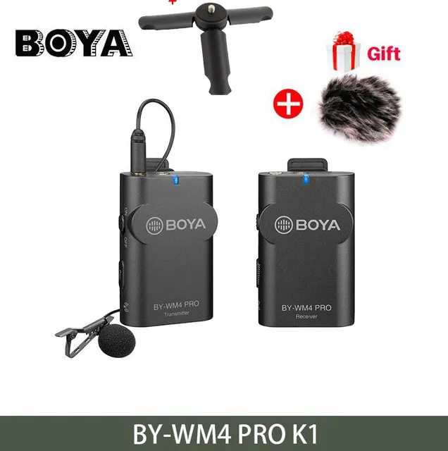 Boya BY-WM4 PRO K1 K2 беспроводной Студийный конденсаторный микрофон Система петличный лацкан микрофон для интервью для iPhone Canon Nikon камеры - Цвет: WM4 Pro K1