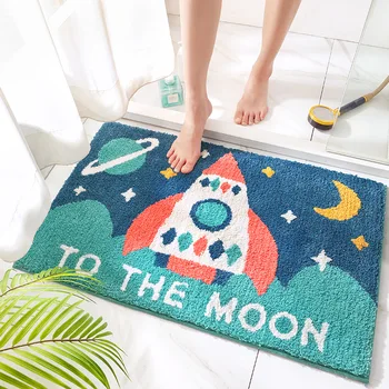 

Cartoon Flocking Bath Mat Super Soft Microfiber Bathroom Washable Mat Machine Rug Foot Non-slip Absorbent Bathroom Carpet