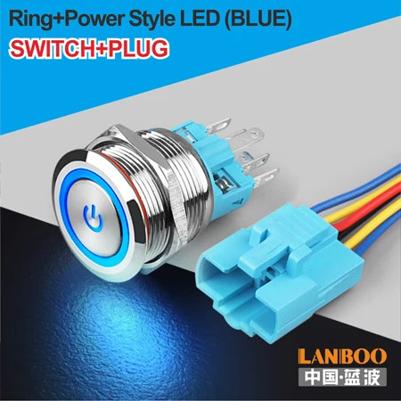 B Power Button Plug 22 мм самовосстанавливающийся светодиодный 3 в 5 в 6 в 12 В 24 В 220 В металлический кнопочный переключатель мгновенная кнопка автоматический сброс светодиодный водонепроницаемый переключатель - Цвет: B Power Button Plug