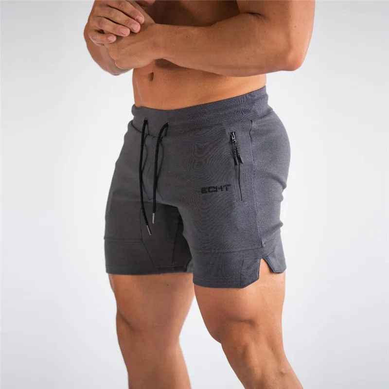 Новые мужские шорты для спортзала с карманами на молнии, мужские летние шорты для бега, Мужские штаны для бега и тренировок, пляжные Брендовые спортивные шорты для мужчин