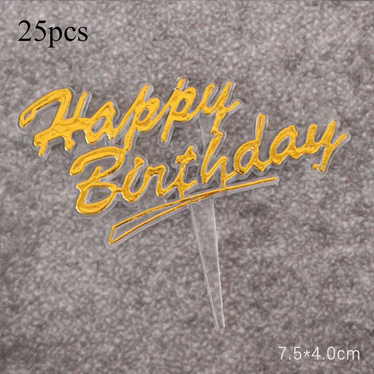 25 шт. Топпер для торта «С Днем Рождения» пластиковые буквы свечи кекс Топ флаги девушки день рождения десерт принадлежности для украшения стола - Цвет: style 1
