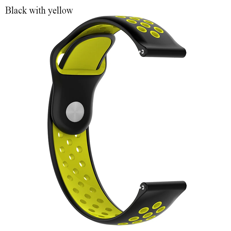 Black with yellow BOORUI ремешок для часов Huami Amazfit Bip двойной цвет 20 мм силиконовый ремешок 22 мм для xiaomi Amazfit - Цвет: Black with yellow