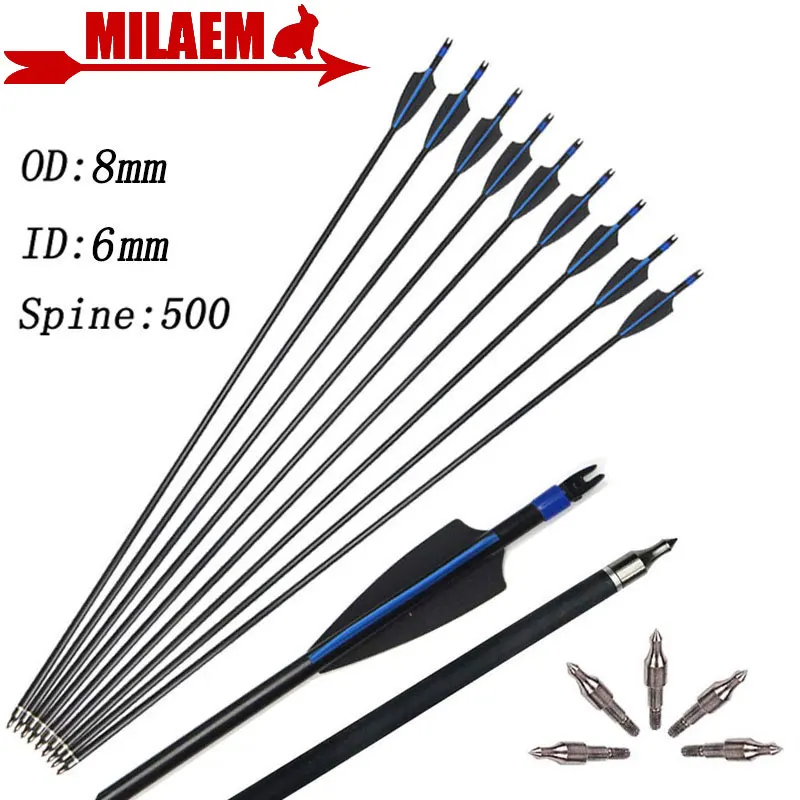 X12 30" Archery 8.5mm Wooden Arrows 5" White Turkey Feathers Iron Tips Hunting 