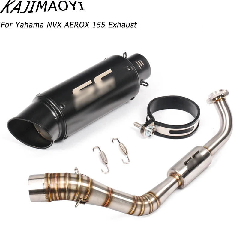 KAJIMAOYI выхлопная труба мотоцикла для AEROX155 выхлопная полная система с NVX155 передняя Труба из углеродного волокна с углеродным волокном muffer - Цвет: A