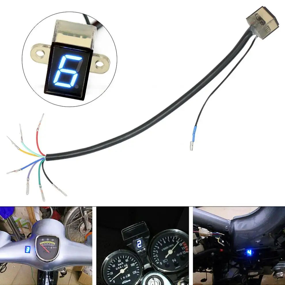 Waterproof Universal WaterproofDigital Gear Indicator Motorcycle LED Display Shift Lever Sensor Blue Light for fits
