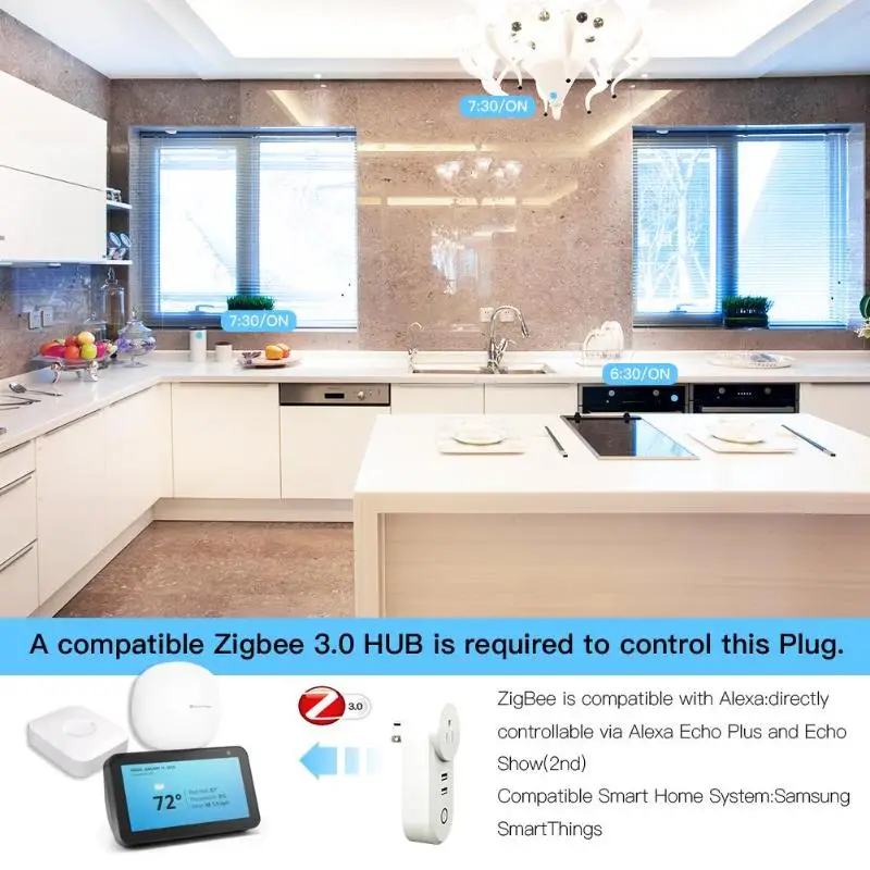 ZigBee умная электрическая розетка с usb-интерфейсом, беспроводное приложение, голосовой пульт дистанционного управления, широкий таймер напряжения, розетка для домашней автоматизации