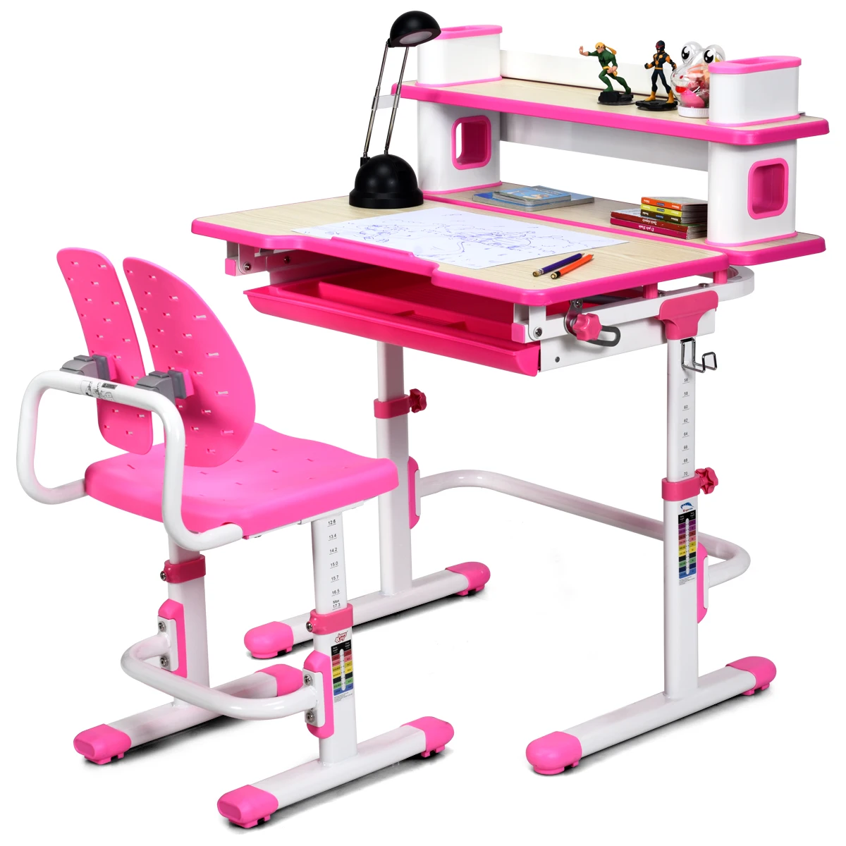 height adjustable children's desk and chair set