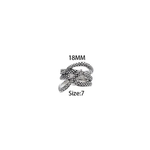 18mm Sindlan увеличенное винтажное серебряное кольцо в виде змеи для мужчин, Крутое модное панк мужское кольцо на палец 17 мм до 21 мм, очаровательное мужское кольцо в виде животного - Цвет основного камня: 18mm
