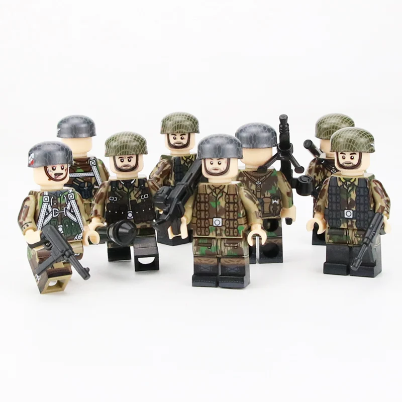 

NEW WW2 Military German paratrooper Soldier Figures Building Blocks compatible legoing Military Army Soldiers Weapon Bricks Toys
