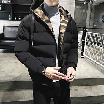 HCXY2019 Новое мужское пальто Трендовое повседневное Мужское пальто и куртки с капюшоном камуфляжное пальто мужская зимняя куртка для мужчин - Цвет: black
