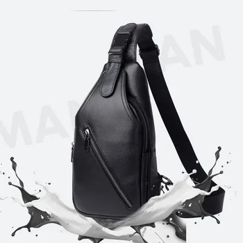 

2020 new men's shoulder bag chest bag men's leather shoulder bag messenger bag first layer cowhide material