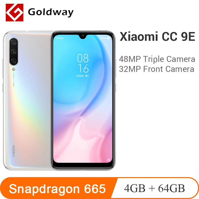 Xiaomi mi CC9e, 4 Гб ОЗУ, 64 Гб ПЗУ, мобильный телефон Snapdragon 665, четыре ядра, 48 Мп+ 32 МП камера, 6,08" AMOLED экран, mi UI 10