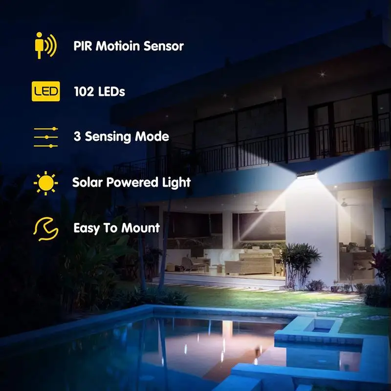 LED Solar Light Outdoor Solar Lamps PIR Motion Sensor Wall Light Waterproof Solar Powered Sunlight For Garden Decoration lights