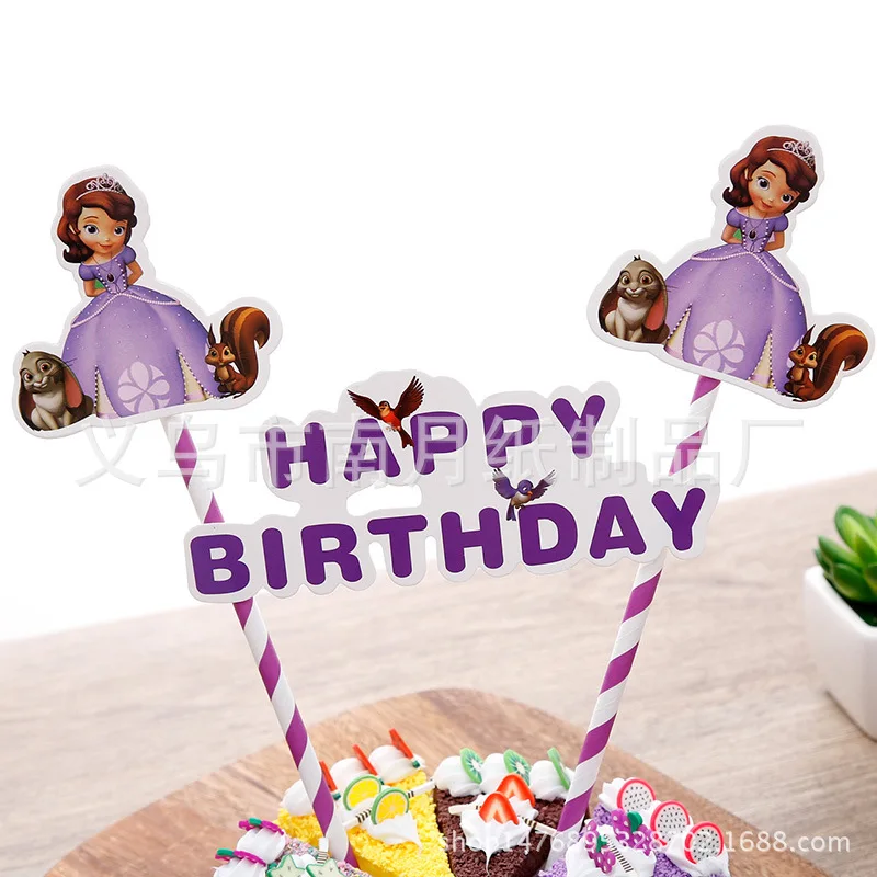 1 комплект Микки Маус мультфильм торт Топпер кекс флаг бумаги соломинки Беби-Шауэр дети выпечка торта ко дню рождения DIY вечерние украшения - Цвет: R