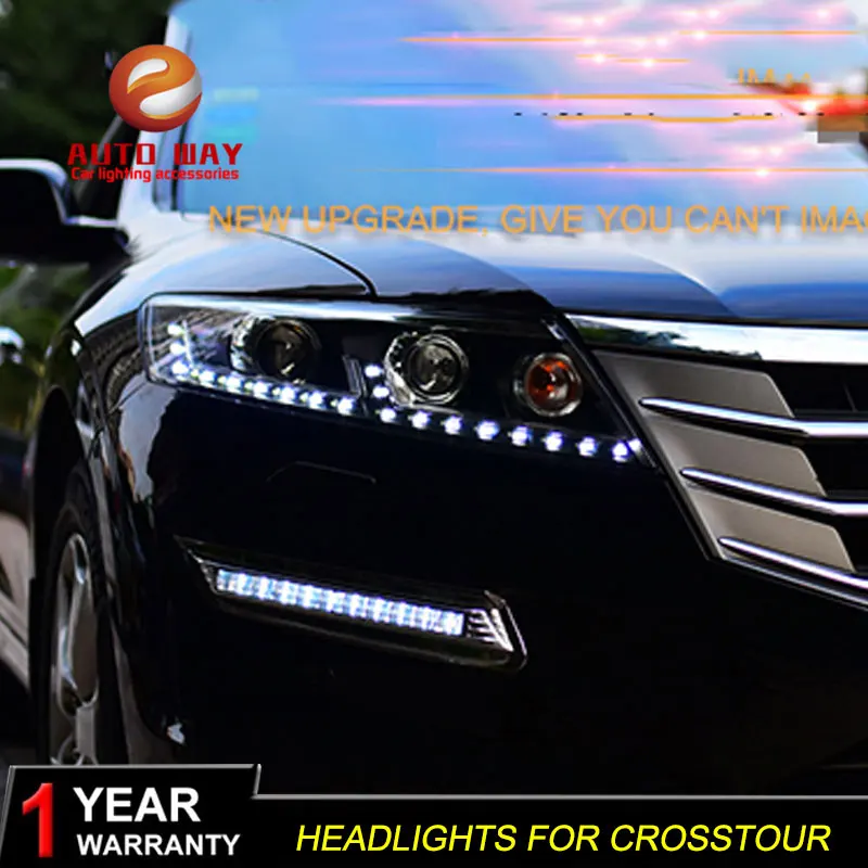 Автомобильный Стайлинг фара чехол для Honda Crosstour фары Crosstour 2010-2013 светодиодный фары DRL Объектив Двойной Луч би-ксеноновых фар, Высокопрочная конструкция