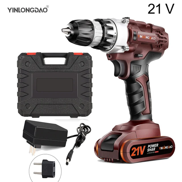 

21V Lithium drill Electric Screwdriver Cordless Drill Lithium-Ion Battery Wireless Power Driver DIYTorque drill Power Tools