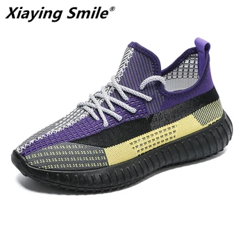 

2020 Summer shoes man flyknit casual sneakers tennis Breathable Hard-wearing Flat Leisure Shoes soft skate fashion high quality