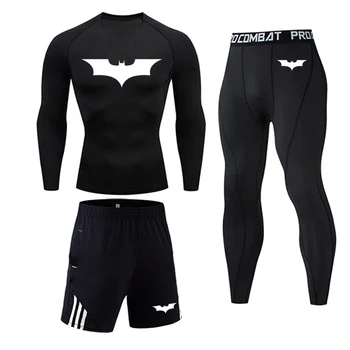 

New Batman logo Compression Men's Sport Quick Dry Running sets Clothes Sportswear Joggers Training Gym Fitness Superhero mens